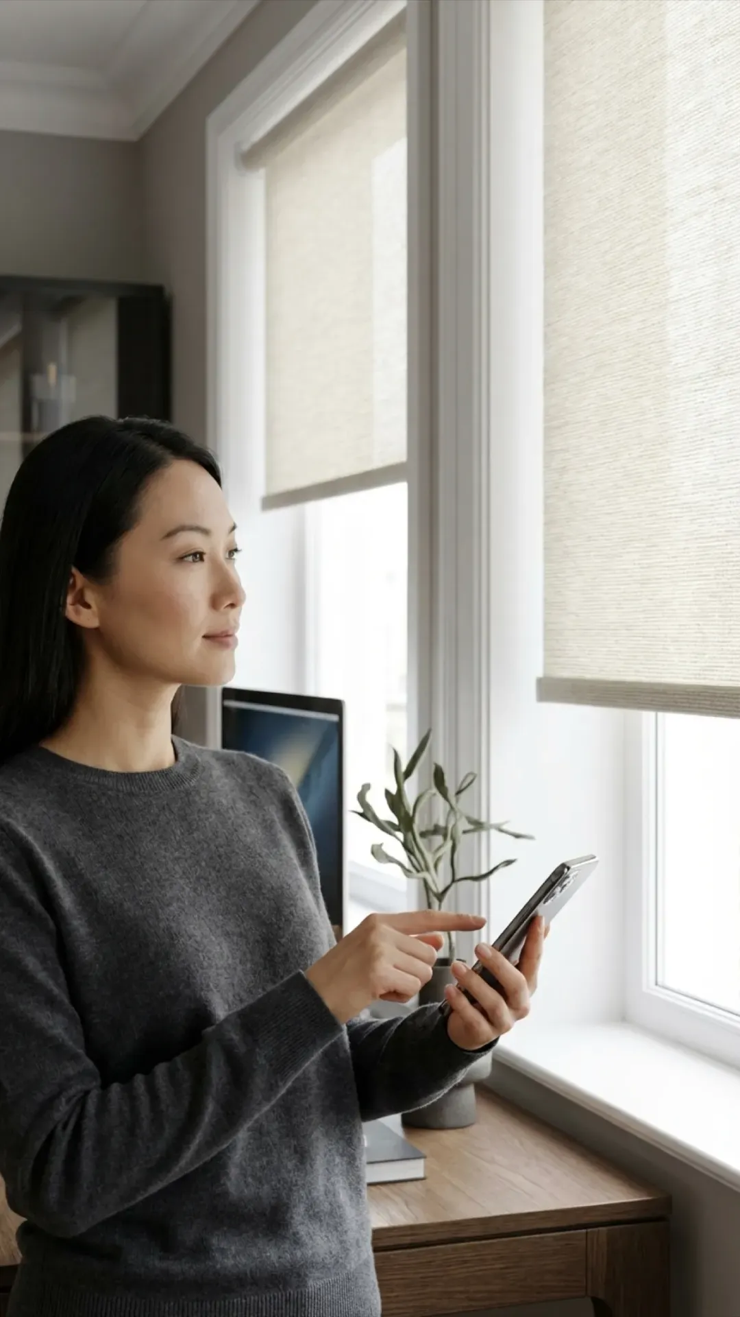 Motorized window treatment in a calm interior